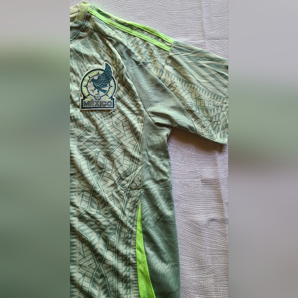 Adidas Mexico Green Patterned Soccer Jersey XL Slim Fit - Picture 10 of 16